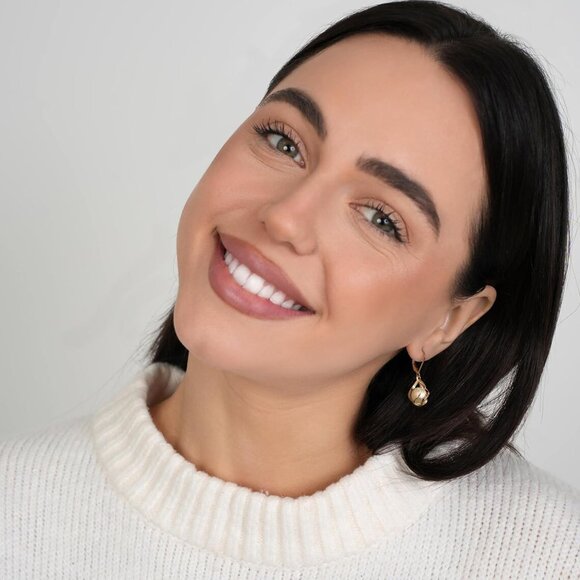 18K Gold Plated Caged Pearl Dangle Earrings for Women Teardrop Jewelry Gift - Picture 5 of 6